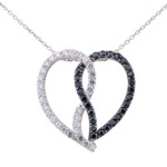 Black and Clear Intertwined CZ Heart Necklace